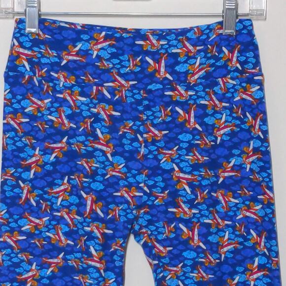 LuLaRoe Blue Cloud Airplanes Leggings Novelty One Size - Picture 3 of 8